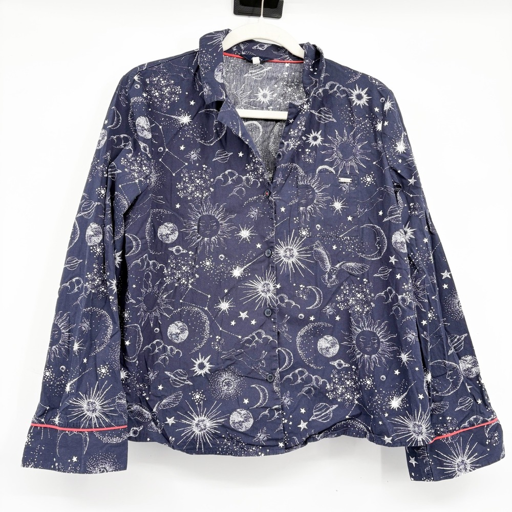 Joules Womens Celestial Sun Moon Sky Star Napwell Whimsigoth Top Navy Size M